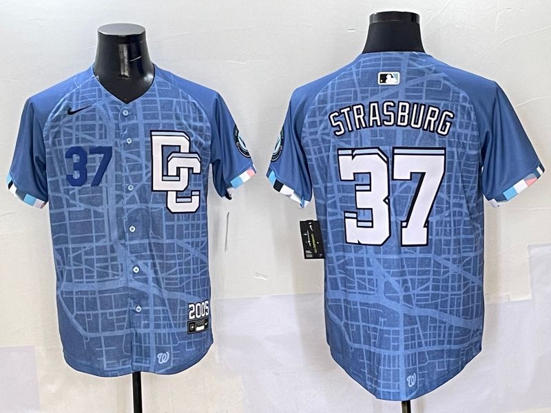 Men Washington Nationals #37 Strasburg Blue Joint Name 2025 Nike MLB Jersey style 2->washington nationals->MLB Jersey